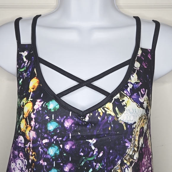 Colorful Strappy Dress with Abstract Masquerade Pattern - Picture 4 of 5